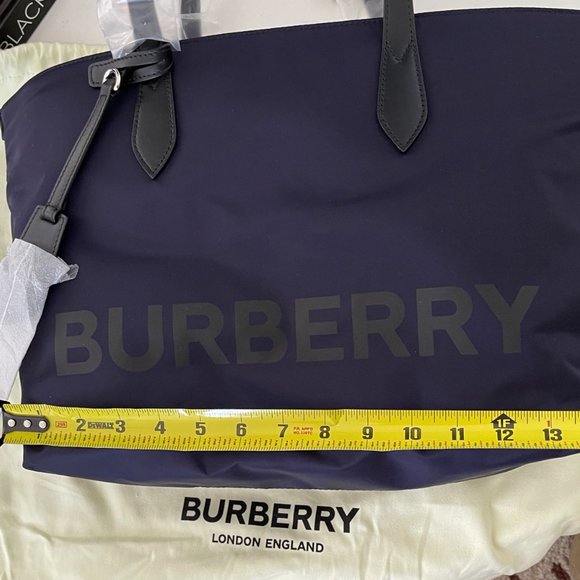 Burberry LL MD Nylon and Leather Tote Bag in BLUE, Made in Italy - Picture 11 of 14